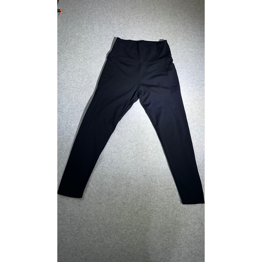 Black High Waisted Athletic Leggings with Side Pockets Size Medium SY#17302 - Picture 1 of 4